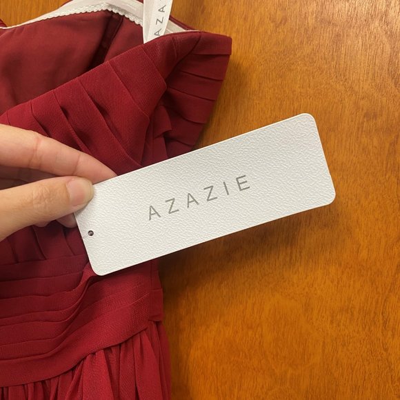 Burgundy Azazie Milagros Strapless Dress - Picture 4 of 5